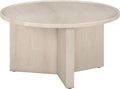 Henn&Hart 32' Round Wood Pedestal Low-Profile Coffee Table for Living Room, Family Room, Office or Apartment, Beech White