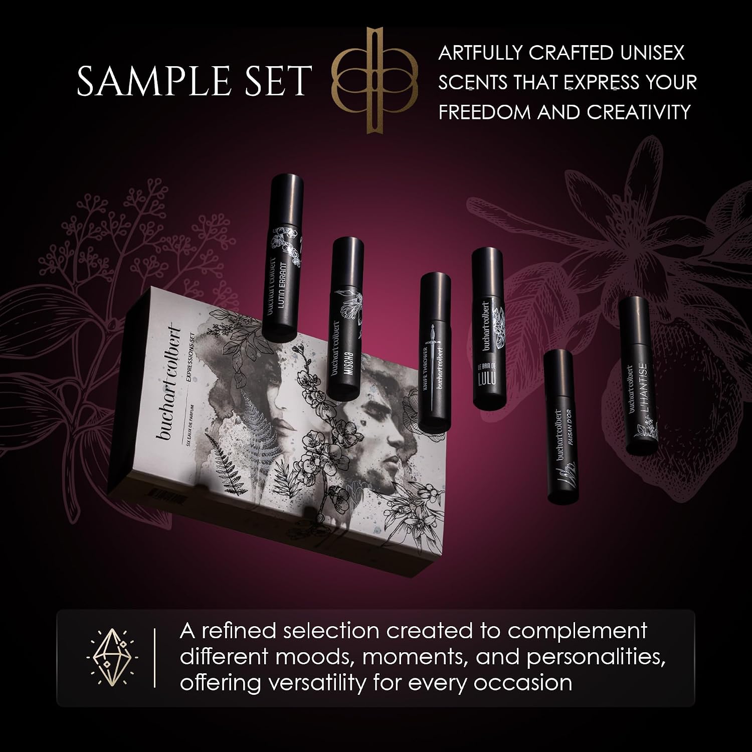 Expressions Gift Set Eau de Parfum – Niche Fragrance Set with 6 x 5ml Perfumes – Unisex Sampler with Citrus, Floral, Spicy, Woody & Amber Scents