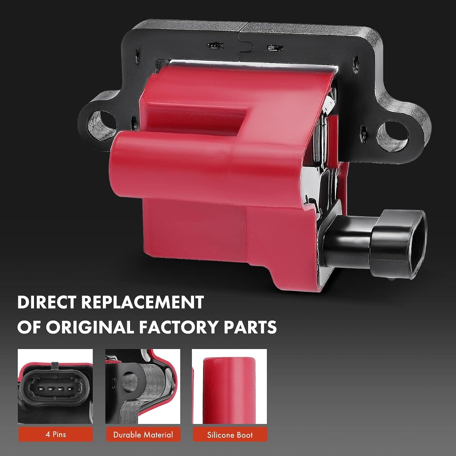 A-Premium Set of 8 (Red) Ignition Coil Pack and Iridium Spark Plugs Compatible with Chevrolet Silverado GMC Sierra 1500 2500 Tahoe Yukon Buick Cadillac Hummer