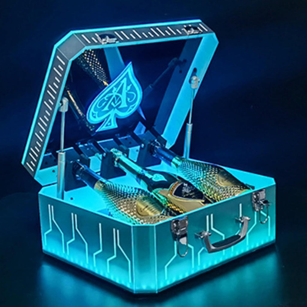 3 Bottles Glowing Wine Bottle Display, Ace Of Spades Champagne Presenter, Rechargeable Led Ace Of Spade Box, For Vip, Nightclubs, Event Party, Club,B