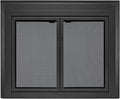 UniFlame - Logan - Cabinet-Style Fireplace Doors with Smoke Tempered Glass (Color: Black, Size: Small - Fits Opening 30in to 37in W x 22.5in to 29.5in H)