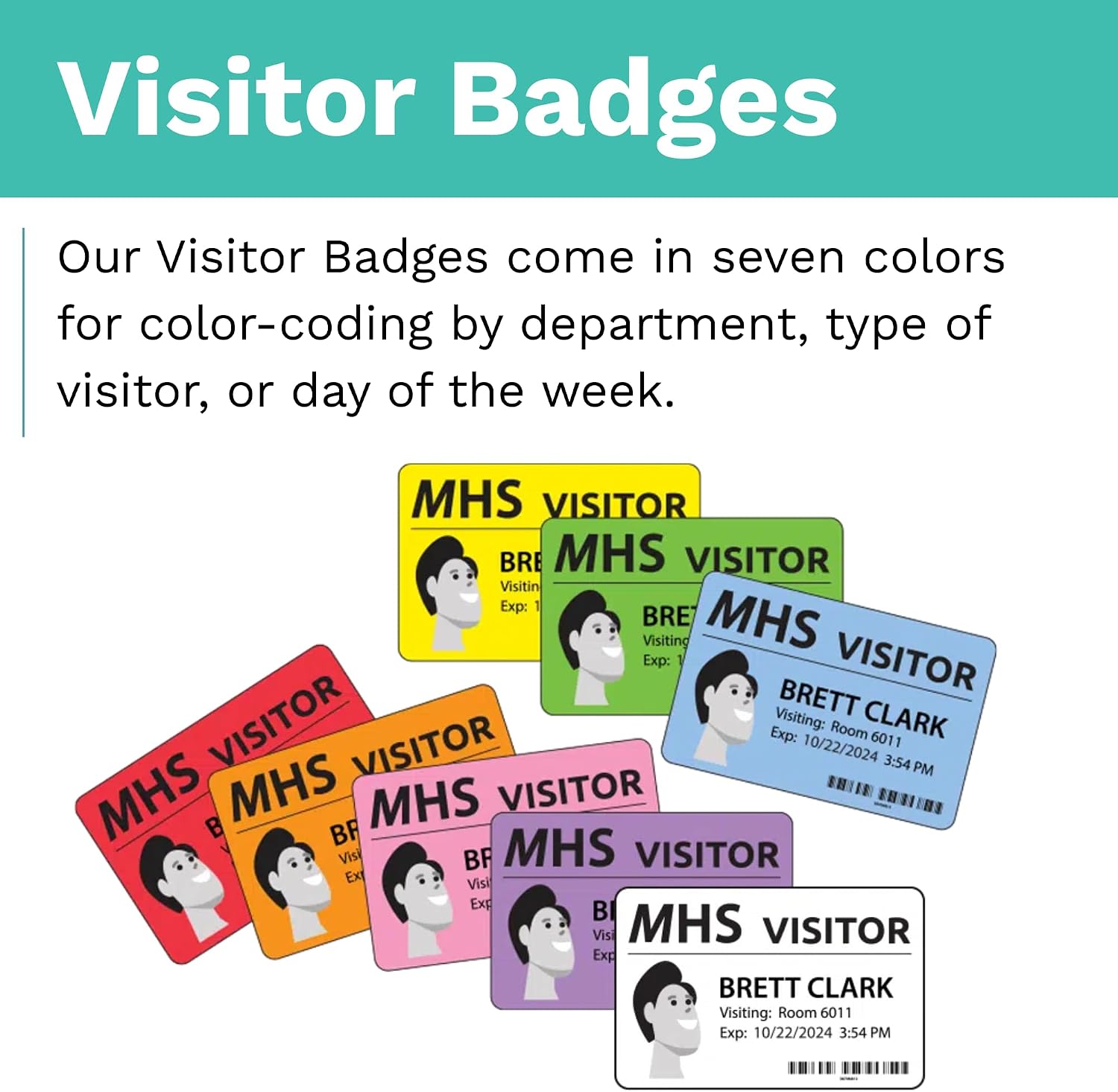 Threshold 4-Inch Visitor Badges on a Roll | 4 Rolls (1,000 Badges) Compatible with Brother Direct Thermal Printers | Name Tag Stickers | Hospital, Office & Secretary Supplies | Visiting Badge (Purple)