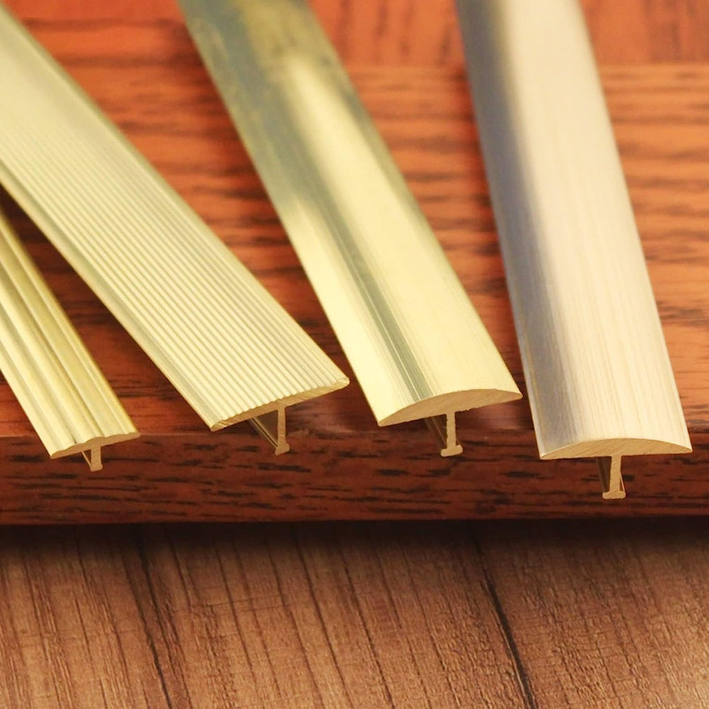 T Molding Floor Transition Strip Brass, 2 Cm Wide Doorway Threshold Seam Strip for Wood to Tile Laminate Hardwood, Floor Wall Gap Edging Trim(5pcs)