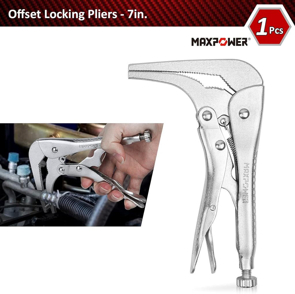 MAXPOWER 15-pc Locking Pliers Set with C-clamps, Long Nose, Pinch Off, Sheet Metal Clamp, U Shaped Pliers and Tool Bag