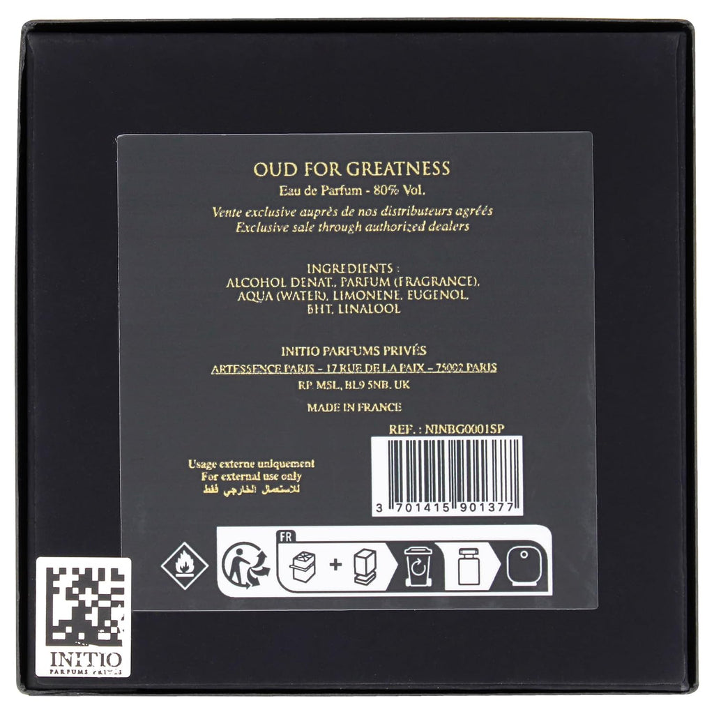 INITIO PARFUMS PRIVÉS - Oud for Greatness - 3.04 Fl Oz - Eau De Parfum Unisex - Main notes Natural Oud Wood, Agarwood Oil, Lavender, Saffron, Patchouli, Musk - 90ml