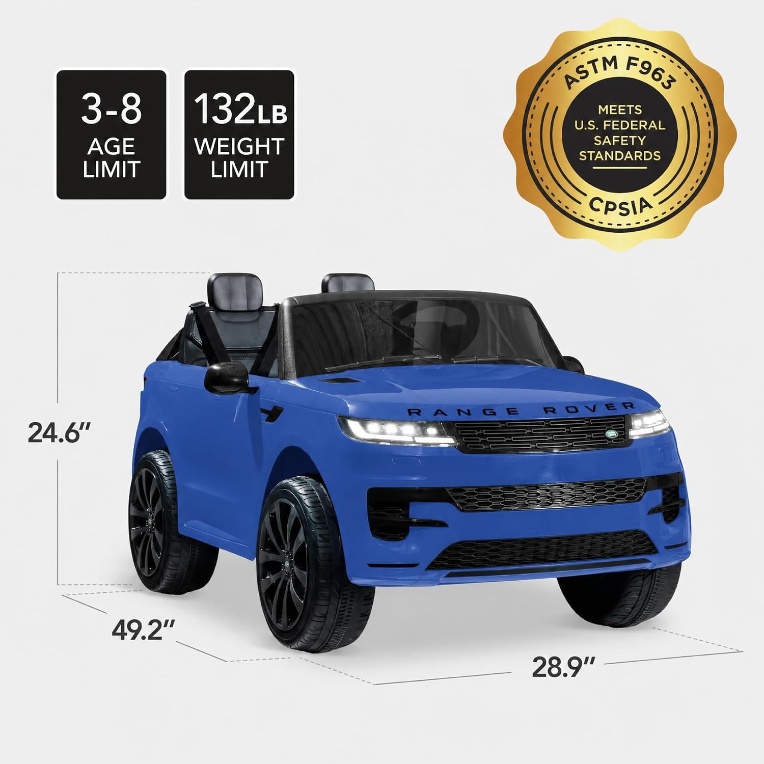 Best Choice Products 24V 2-Seater Licensed Range Rover Sport Electric Ride On Car for Kids with Parental Remote Control, 132 lb Weight Capacity - Blue