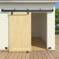 8FT Black Box Rail Exterior Barn Door Hardware Kit, Sliding Heavy Duty Barn Door Track, Wall Mount Barn Door Hardware with 5 Track Brackets(Doors NOT Include）