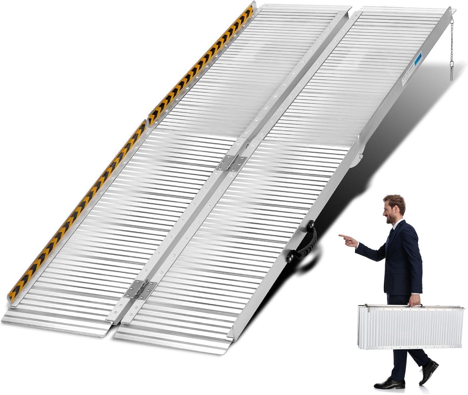 6FT Foldable Aluminum Wheelchair Ramp for Home Entrance,600 lbs Capacity | Non-Slip Handicap Mobility Ramp for Home Steps, Stairs, Scooters, Porch, High Curbs & Minivan Loading, 72'L * 28'W