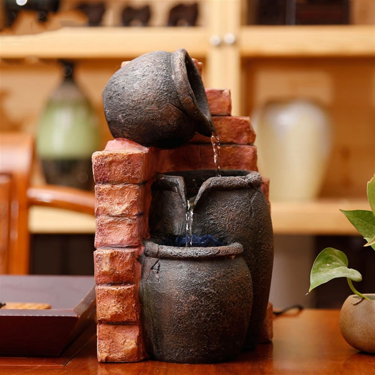 Tabletop Fountain Relaxation Indoor Tabletop Fountain，LED Lighting and Natural Waterfall Sounds - Small Size Makes This A Perfect Tabletop Decoration Desktop Fountains