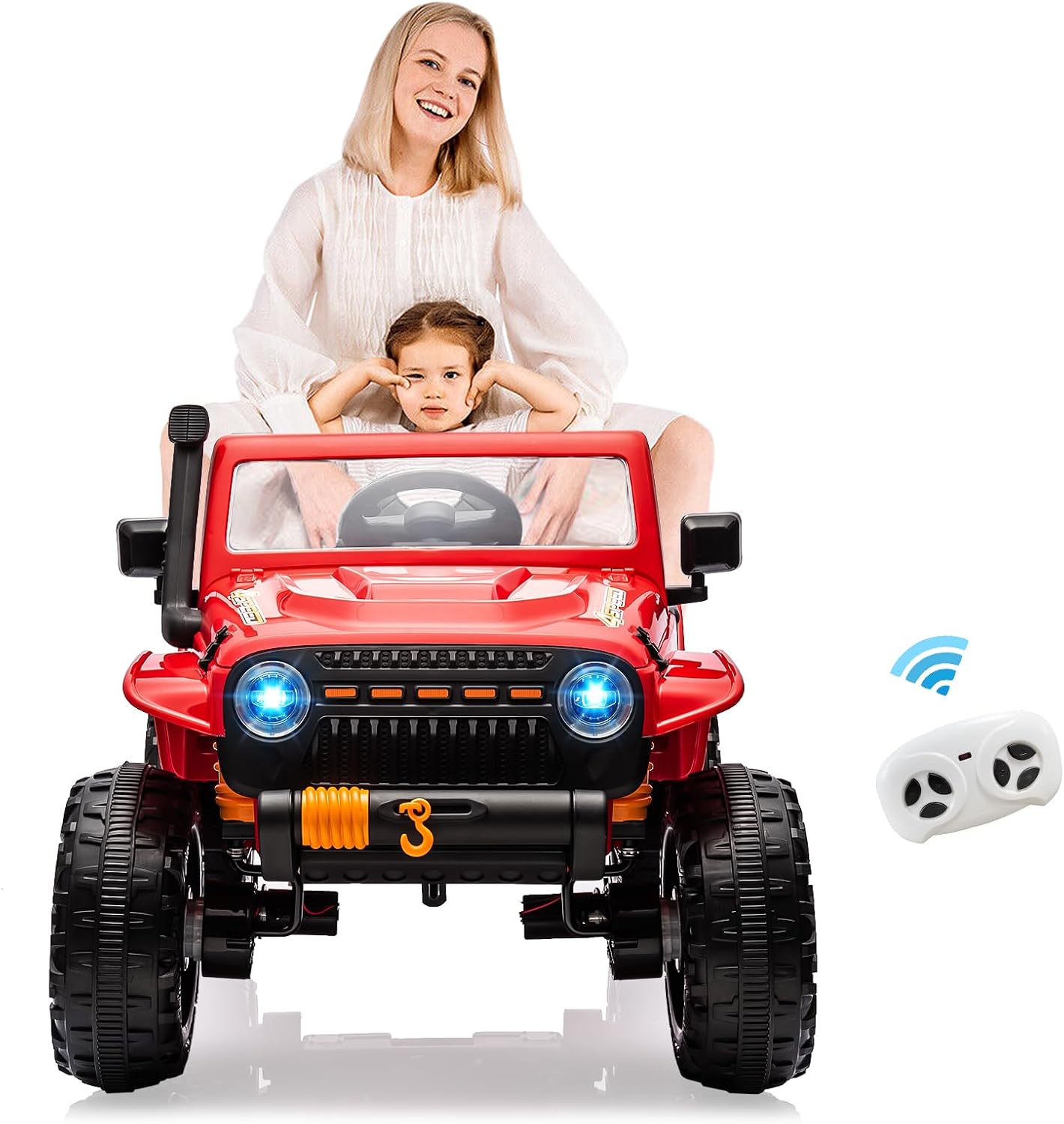 GarveeLife 24V Ride On Car for Kids, 2 Seater Electric Truck with Remote Control, 4x45W Powerful Engine, Battery Powered Ride On Toys for Kids, 4WD/2WD Switchable, Led Headlight & Music Player, Red