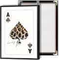 Trendy Ace Of Spades Lucky You Leopard Posters Minimalism Room Aesthetics Canvas Wall Art Funny Playing Card Prints Painting For Game Room Home Bedroom Dorm Wall Decor 24X36in Black Frame