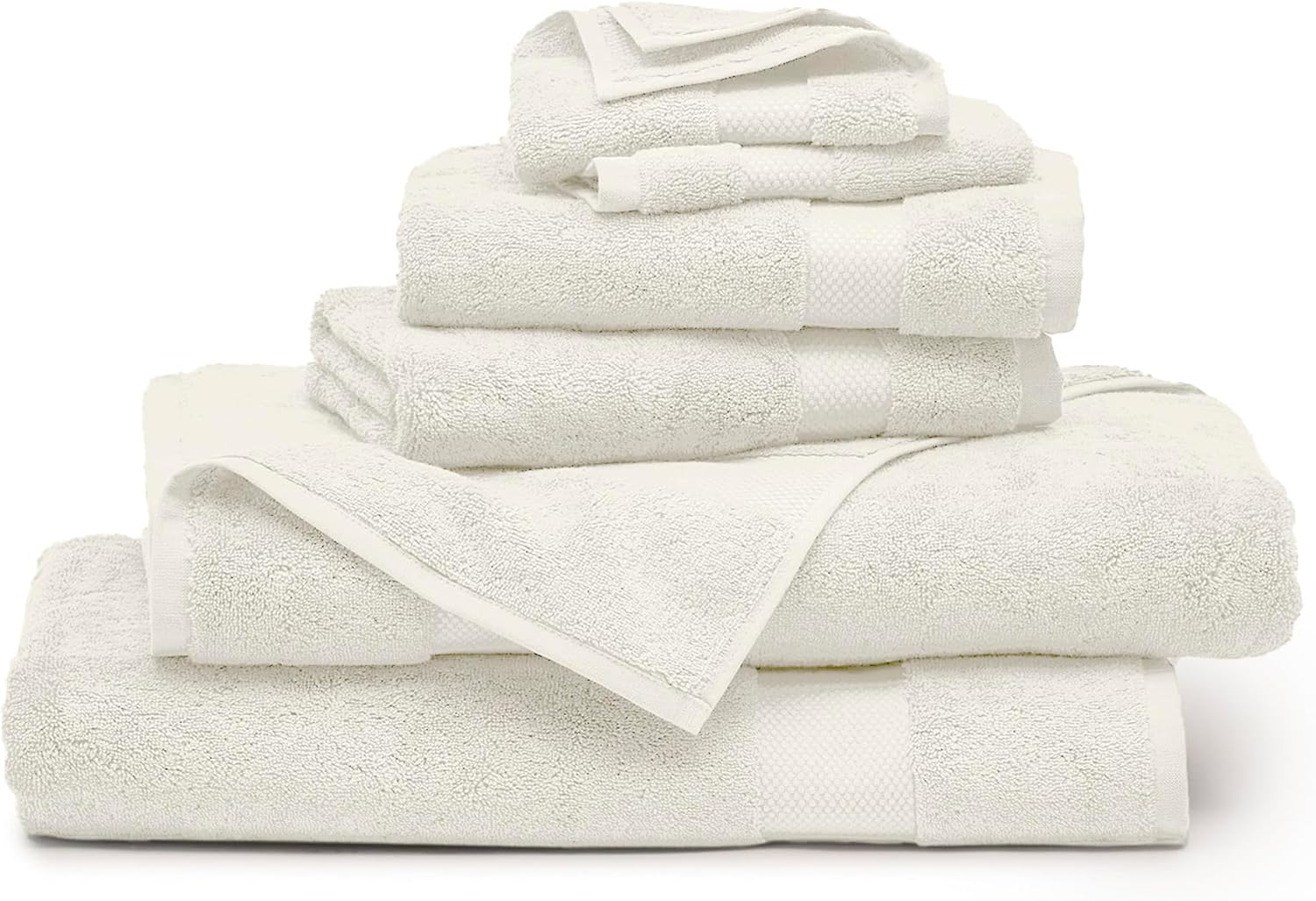 BOLL & BRANCH Plush Bath Towel Set - Cream - 6 Piece - Includes 2 Bath Towels, 2 Hand Towels & 2 Washcloths - 100% Organic Cotton - Ultra Soft & Luxurious - Quick Absorbing