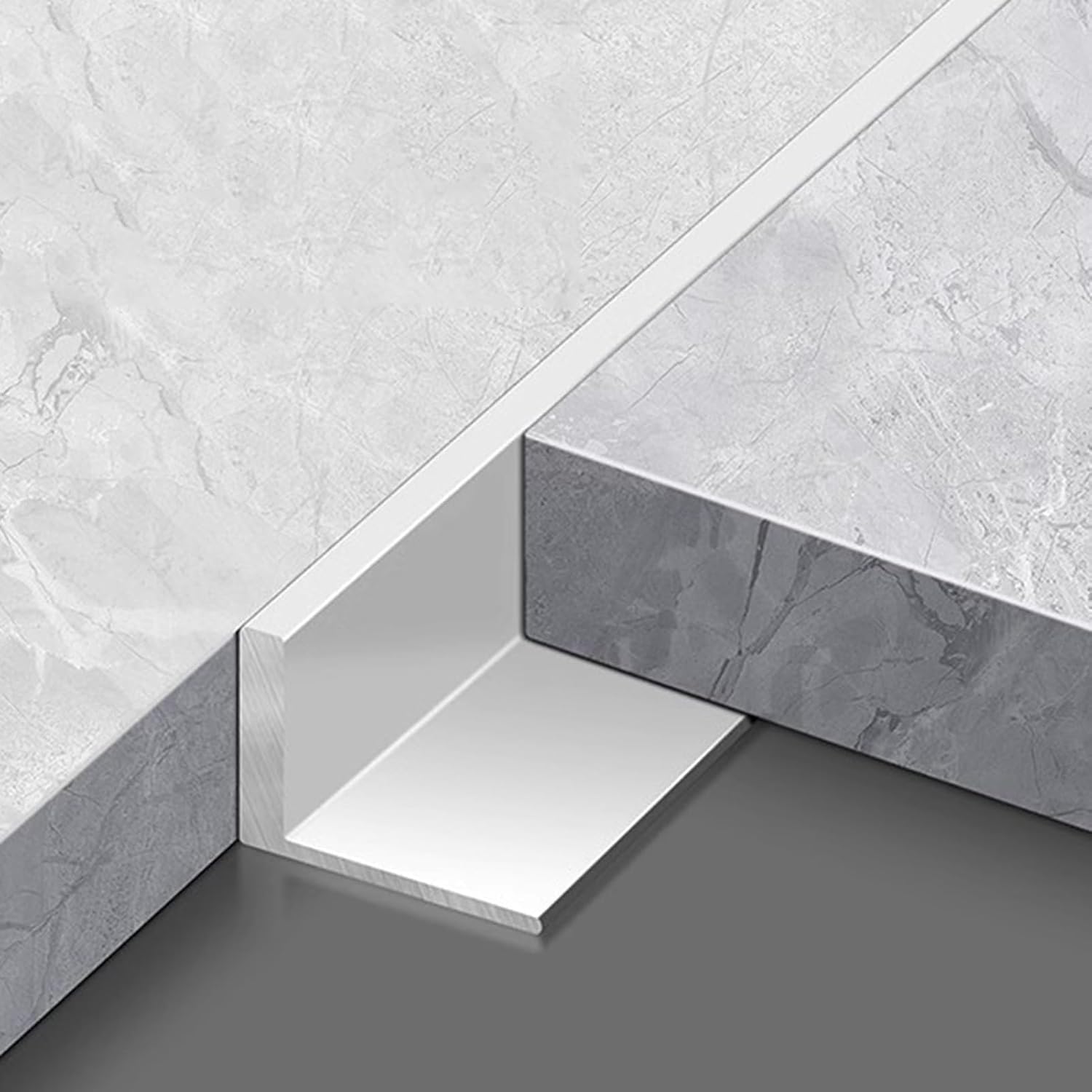 Floor Transition Strip 35 Inch Long Transition Edging Strip L-Shaped, 3-Pack Threshold Gaps Flap Cover for Wooden Flooring, 90° Floor Thresholds Transition Bar for D,Silver