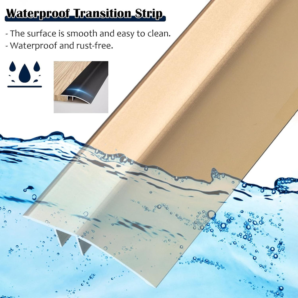 25 31 35 49 64 70 Inch Aluminum Floor Transition Strips, Doorway Threshold Reducer Edge Trim for Tile To Flooring Vinyl Plank/ Uneven Laminate Floors, Wide 42MM Brid,Light Coffee-W 42MM - L 34in