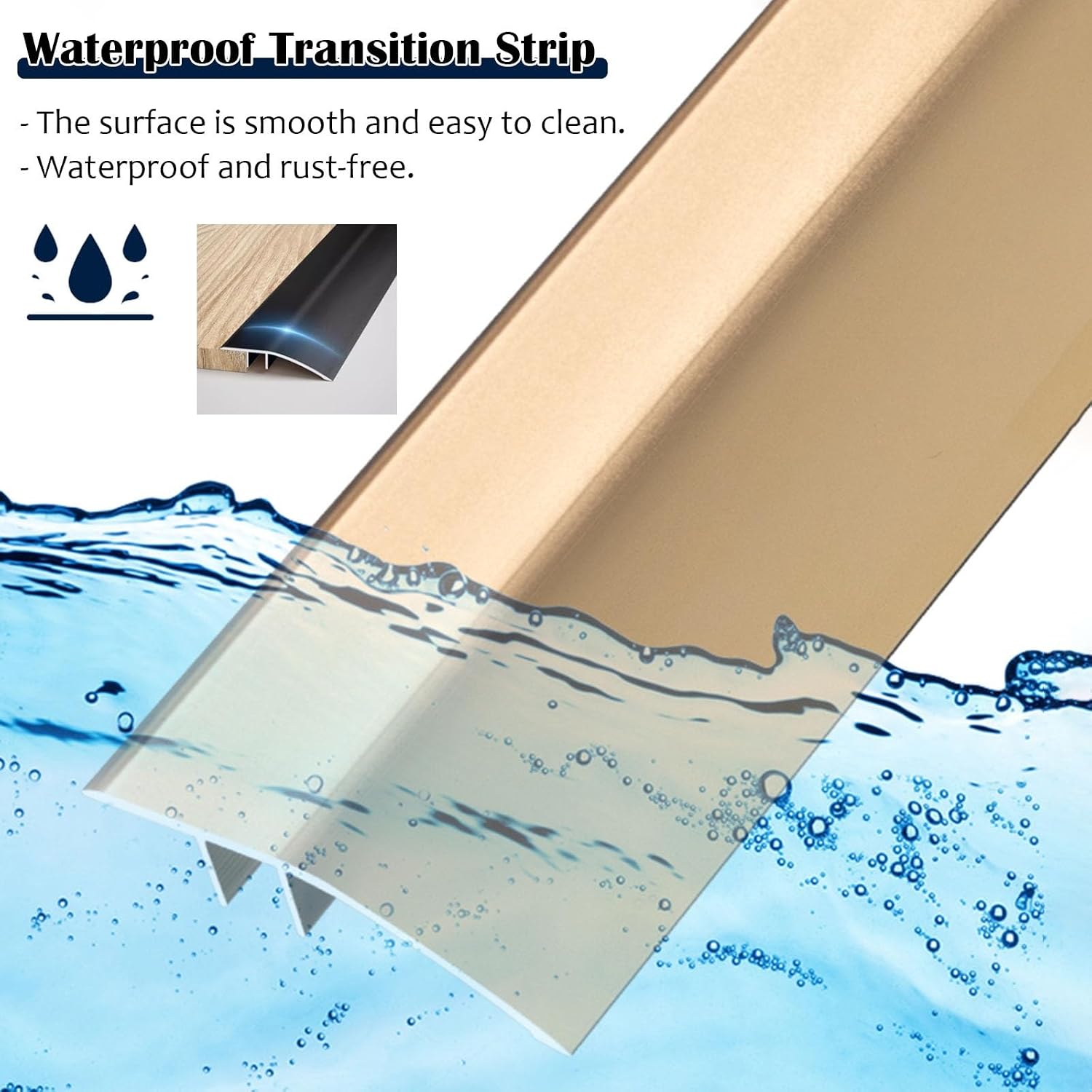 25 31 35 49 64 70 Inch Aluminum Floor Transition Strips, Doorway Threshold Reducer Edge Trim for Tile To Flooring Vinyl Plank/ Uneven Laminate Floors, Wide 42MM Brid,Light Coffee-W 42MM - L 34in