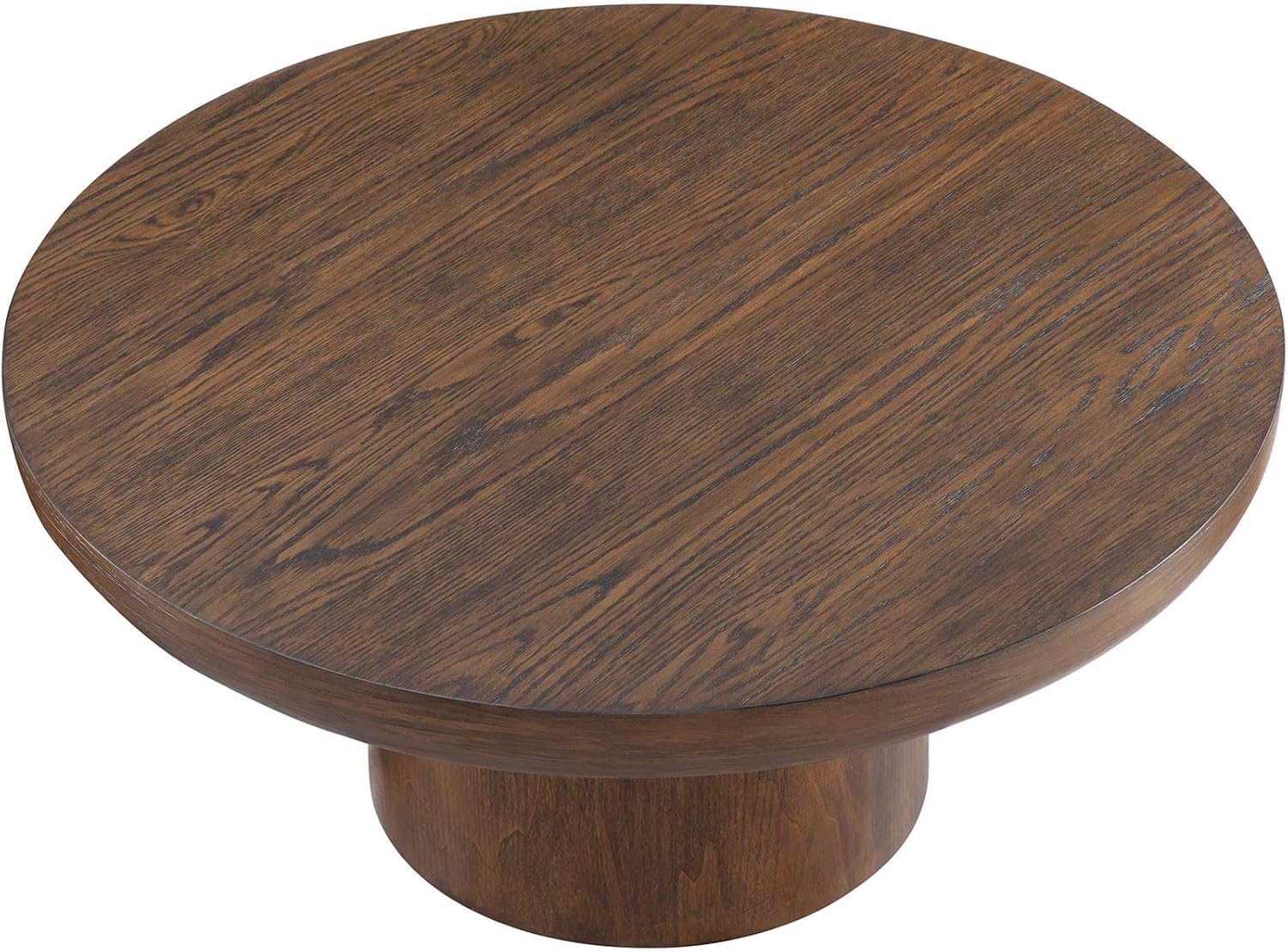 35.98'' Round Wood Coffee Table for Living Room Mushroom Coffee Table Mid Century Modern Center Table with Pedestal Farmhouse Rustic Tea Table for Apartment Office，Brown