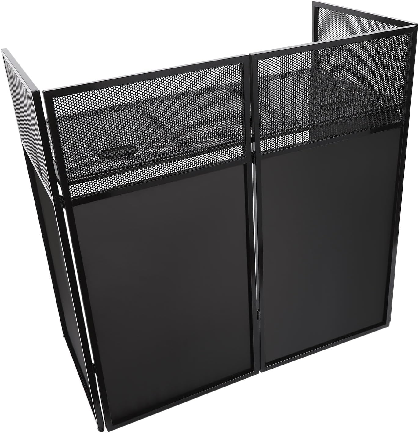 DJ Event Facade Booth with Lighting Scrim and Carry Bag, Portable DJ Facade Table Station Flat Table Top 20x40in, DJ Controller Stand, DJ Mixer Display Stand,Recording Mixer Stand (Black)