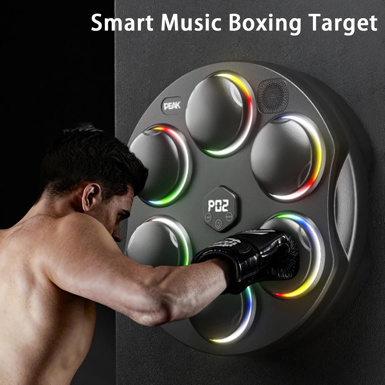 Music Boxing Machine,Wall Mount Workout Trainer Equipment with Gloves and Multiple Mode Adjustments,Punching Pad for Home and Office,Black,2 Gloves