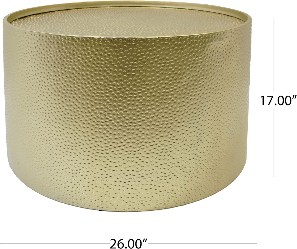 Christopher Knight Home Braeburn Modern Round 3 Piece Iron Accent and Coffee Table Set, Gold