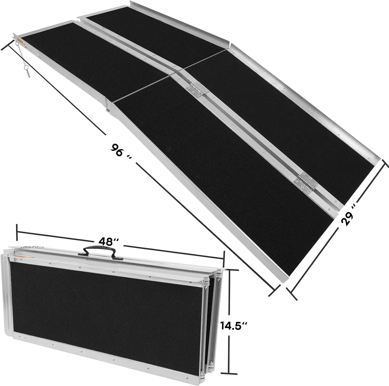 ECCPP Multifold Wheelchair Ramp 8ft Non Skid Threshold Ramp Aluminum Foldable Mobility Scooter Ramp Handicap Ramp for Steps, Home, Stairs, Doorways
