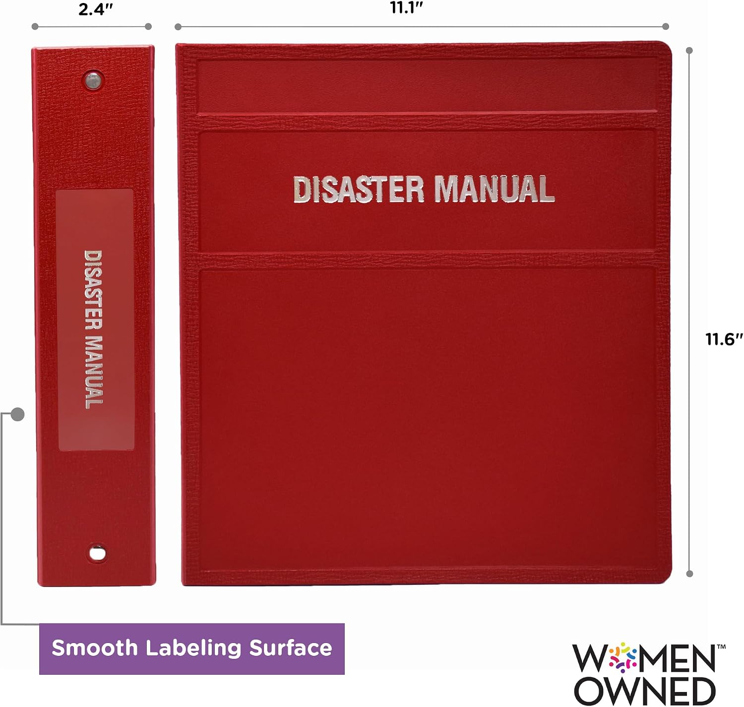 Carstens 2-Inch Heavy Duty Disaster Manual Round Ring Binder – Side Opening, Brick Red, Case of 16, Durable Plastic, No Pockets, Holds 300 Sheets, Made in USA (1771-3RCS)