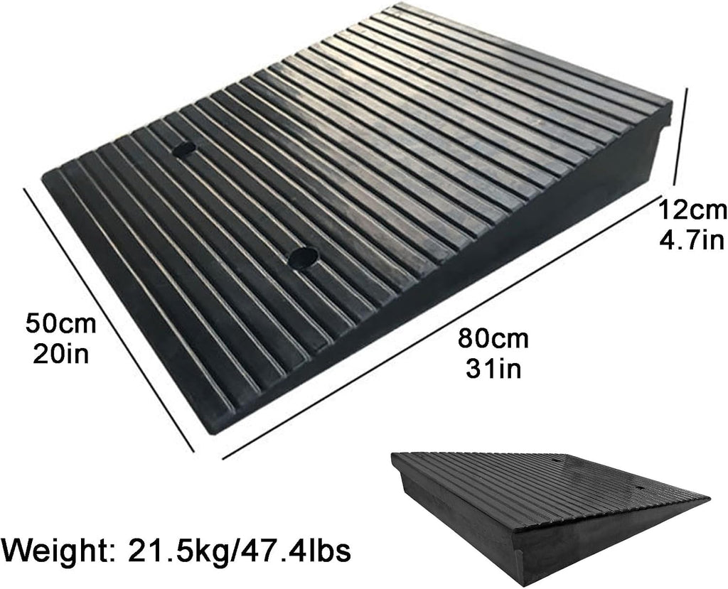 Driveway Ramp 2-5.5' Rise Rubber Heavy Duty Threshold Ramp 11023lbs for Kerb Vehicle Wheelchair Scooter Motorcycle(50 * 80 * 12cm/20 * 31 * 4.7in)