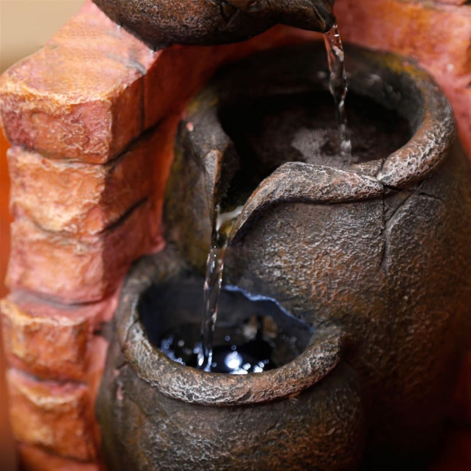 Tabletop Fountain Relaxation Indoor Tabletop Fountain，LED Lighting and Natural Waterfall Sounds - Small Size Makes This A Perfect Tabletop Decoration Desktop Fountains