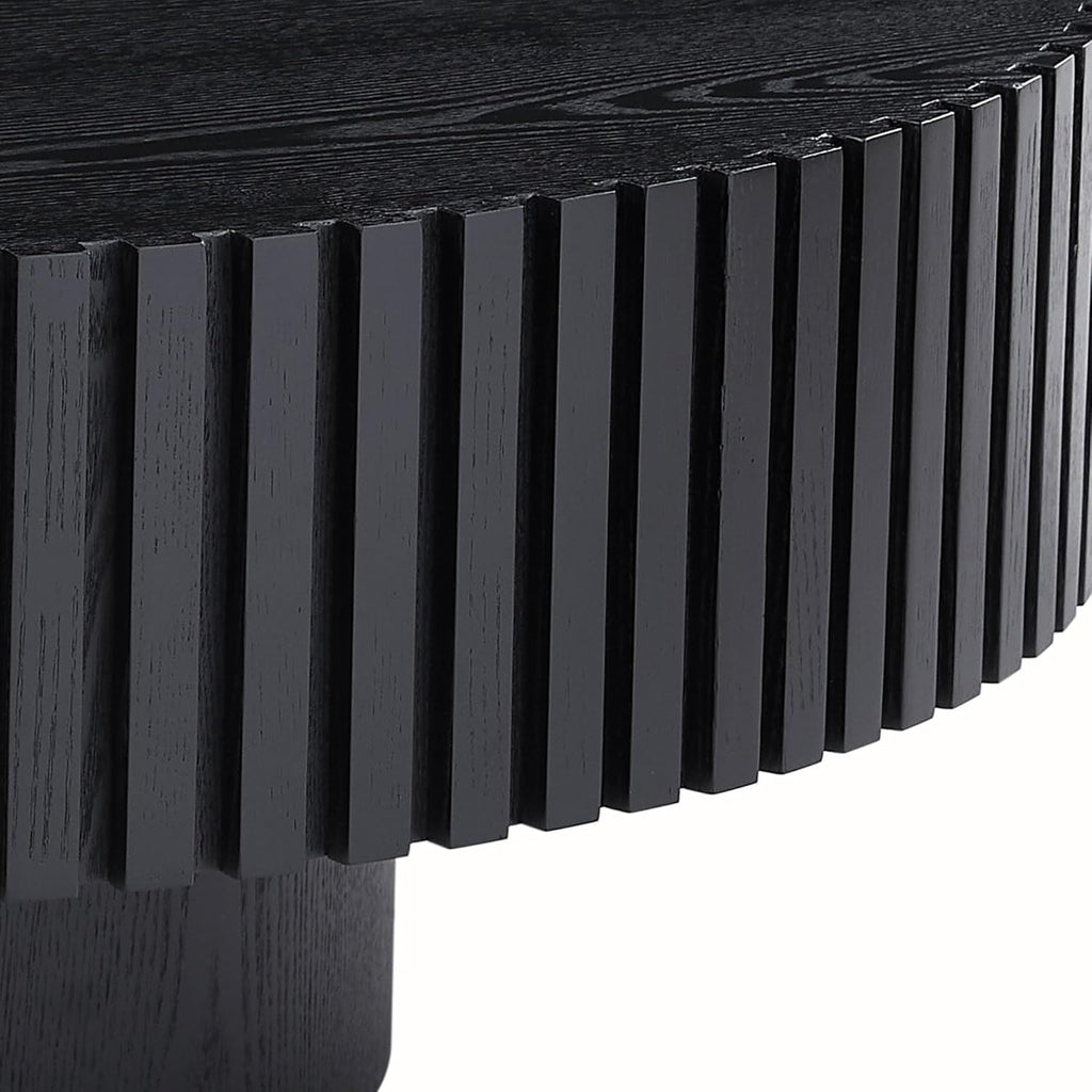 31.5' Round Coffee Table for Living Room, Modern Wooden Coffee Table Circle Center Table with Solid Wood Veneered, Easy Assembly, Black