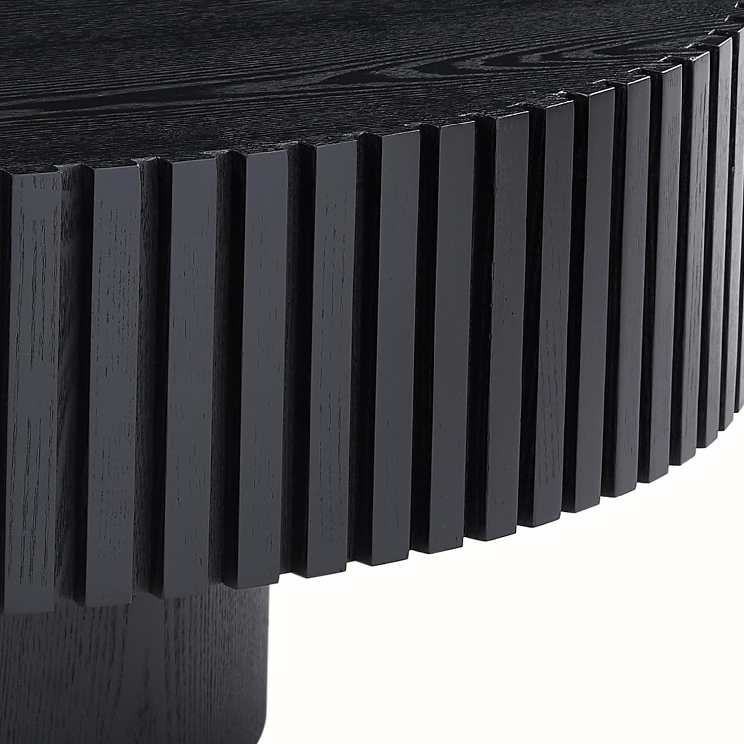 31.5' Round Coffee Table for Living Room, Modern Wooden Coffee Table Circle Center Table with Solid Wood Veneered, Easy Assembly, Black