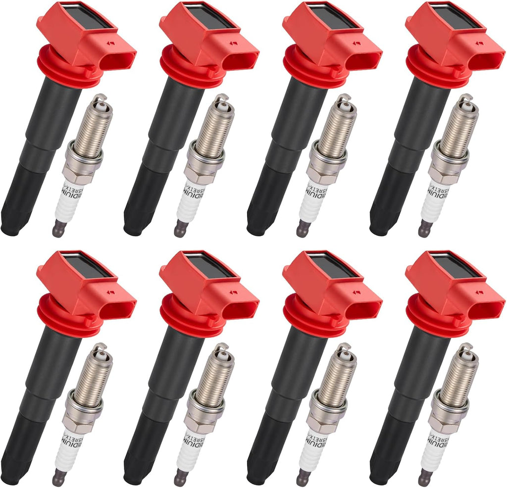 Ignition Coils UF660 & ASpark Plugs P5325 Fit for Porsche Panamera 10-16, Cayenne 08-14, 3.6L/4.8L V8 - Replaces 94860210402, 94860210404, 94860210406, 94860210410, 94860210411 (8PCS)