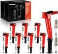 A-Premium (Red) Set of 16 Ignition Coil Pack and Iridium & Platinum Spark Plugs Compatible with Ford F-150 2010-2014, F-250 Super Duty, F-350 Super Duty, E-350 Super Duty, E-450 Super Duty, 6.2L