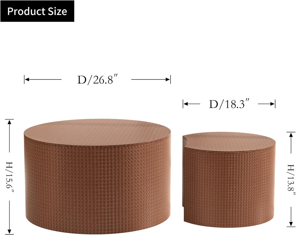 Round Coffee Table Set of 2 Modern Nesting Coffee Tables for Living Room Round Coffee Table for Living Room Bedroom (I)