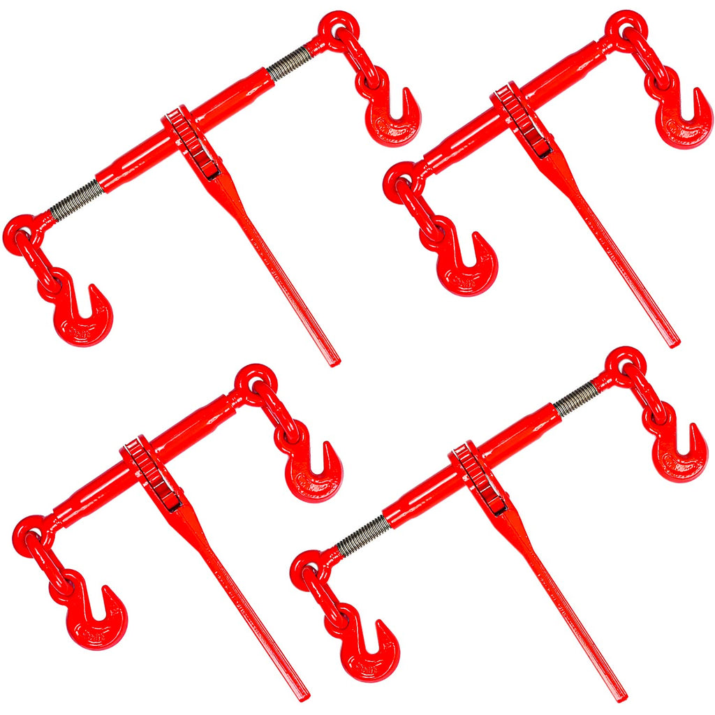 Ratchet Chain Binder 3/8'-1/2' 4pack Load Binders 9200 Lbs Working Load Breaking, Chain Binders Ratcheting Heavy Duty of Transportation, Agricultural Machinery and Other Fields