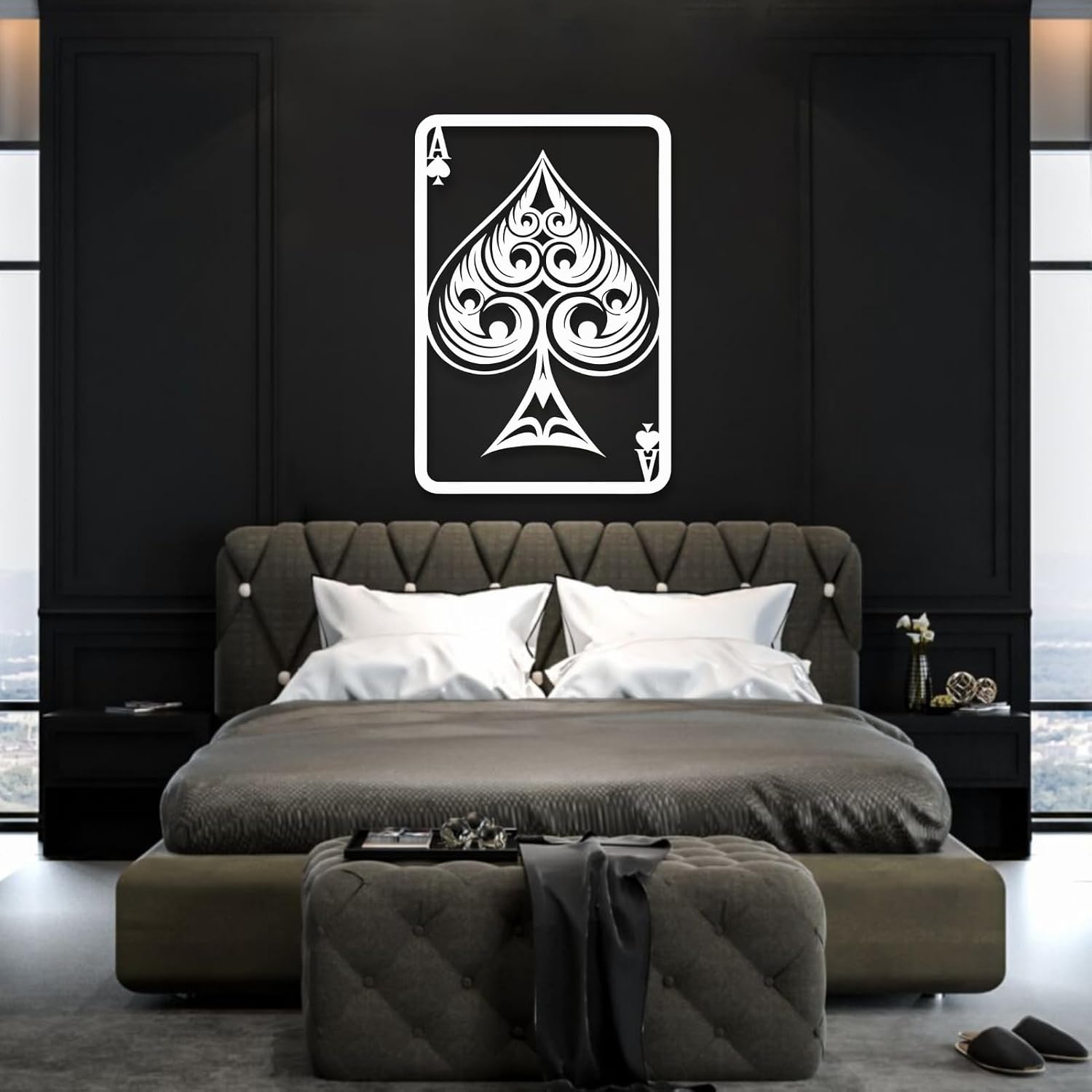 Aportif Metal Ace of Spades Wall Decor, Ace of Spades Card Wall Art, Poker Decorations, Playing Cards Art, Housewarming Gift, Living Room Decor (Black, 24x35 in / 60x89 cm)