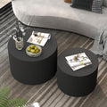 Round Coffee Table Set of 2 Modern Nesting Coffee Tables for Living Room Wave Stripe Round Coffee Table for Living Room Bedroom (D)