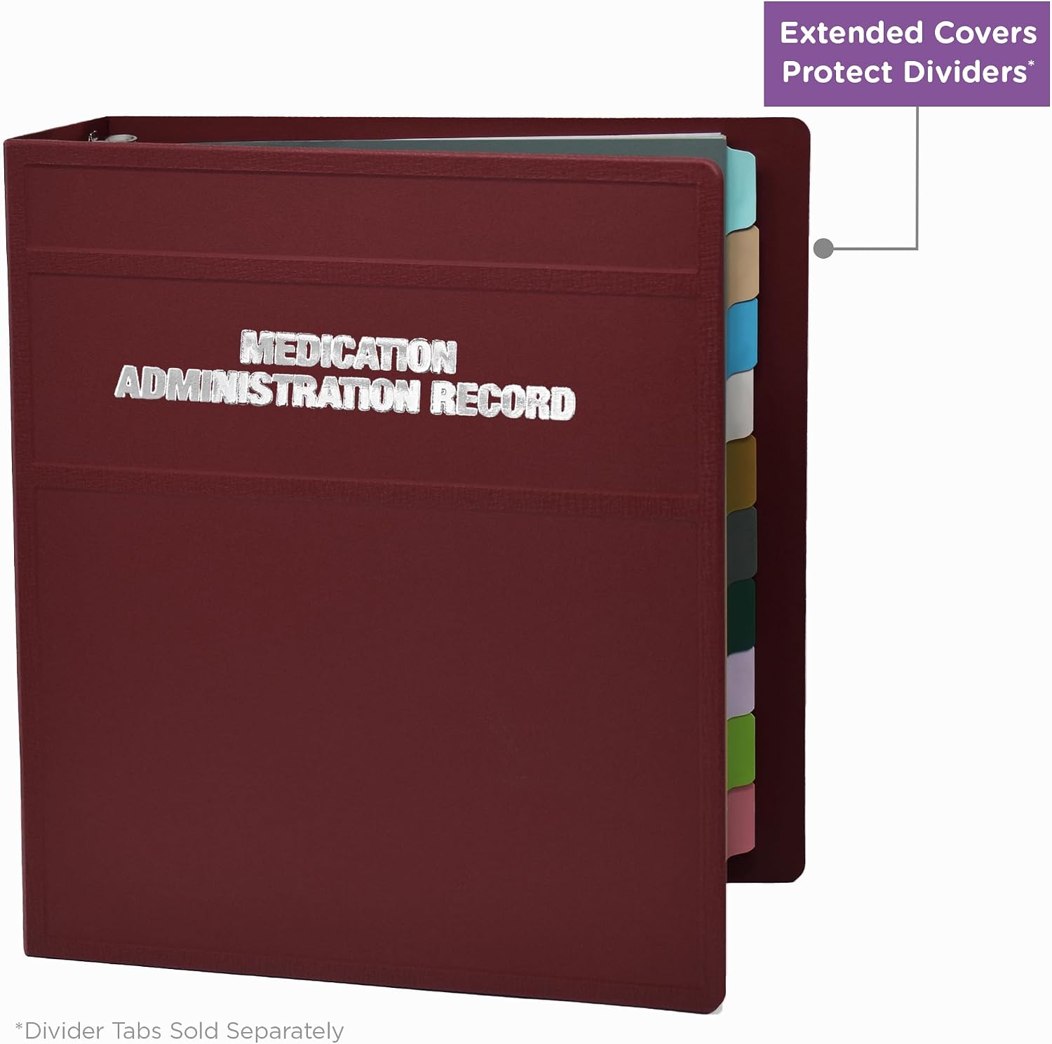Carstens 2-Inch Heavy Duty Round Ring Binder for Medication Administration Records – Side Opening, Wine, Case of 16, Durable Plastic, No Pockets, Holds 300 Letter Sheets, Made in USA (1805-3RCS)