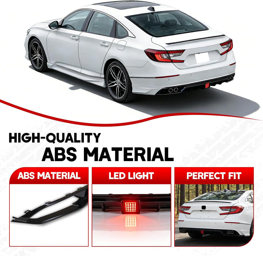 Front Bumper Lip Splitter Spoiler for 2018-2020 Honda Accord, Front Lower Bumper Valance Air Dam Deflector for 10th Gen Honda Accord Front Bumper Protector Accessories (Diffuser- Black & Pearl White)
