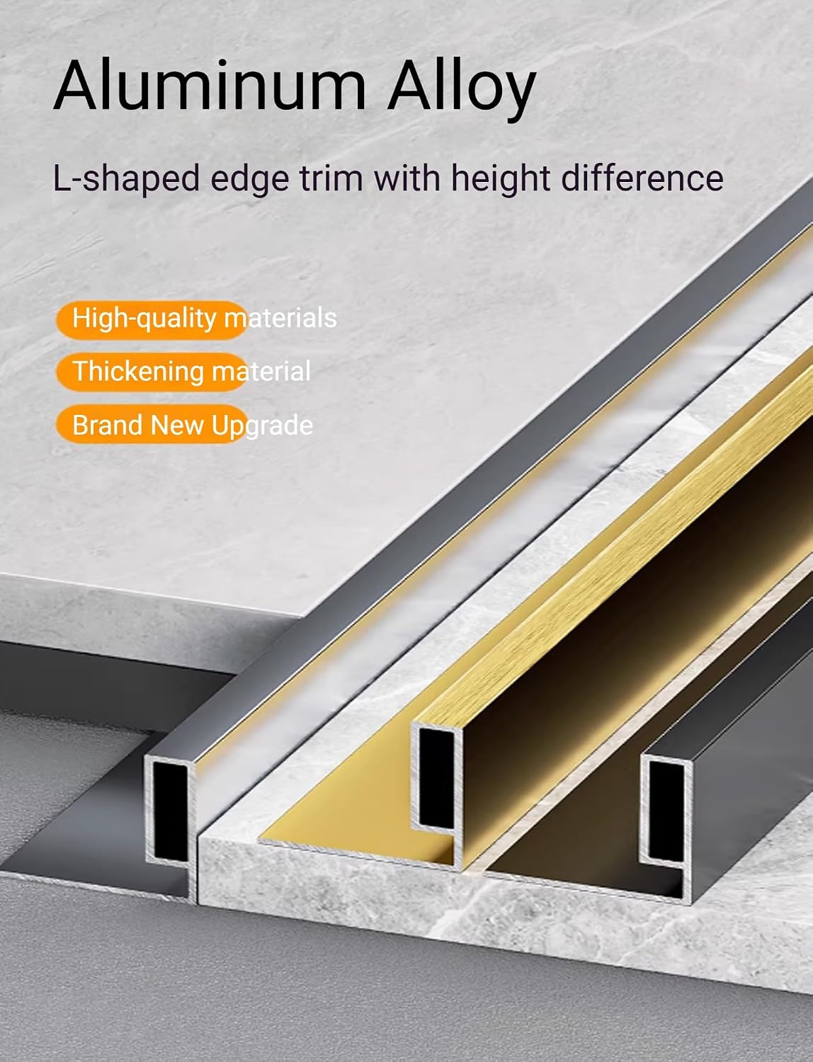 Cuttable Aluminum Alloy Transition Strip 39in, L Bar Door Threshold Edging Tool for Carpets & Tiles, Ideal for Home, Office, Hotel Floor Decor (Silver, 2x15.7in/5x40cm)