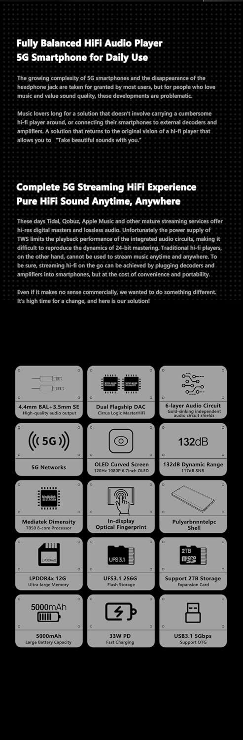 MOONDROP MIAD01 MD-PH-001 5G Mobile Phone Internet HiFi Audio Device Music Player