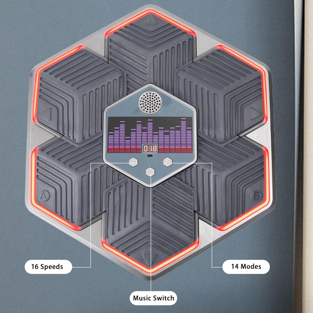 Smart Music Boxing Machine,Wall-Mounted Boxing Training Target with 14 Modes and LED Display,Workout Electronic Equipment for Home & Office
