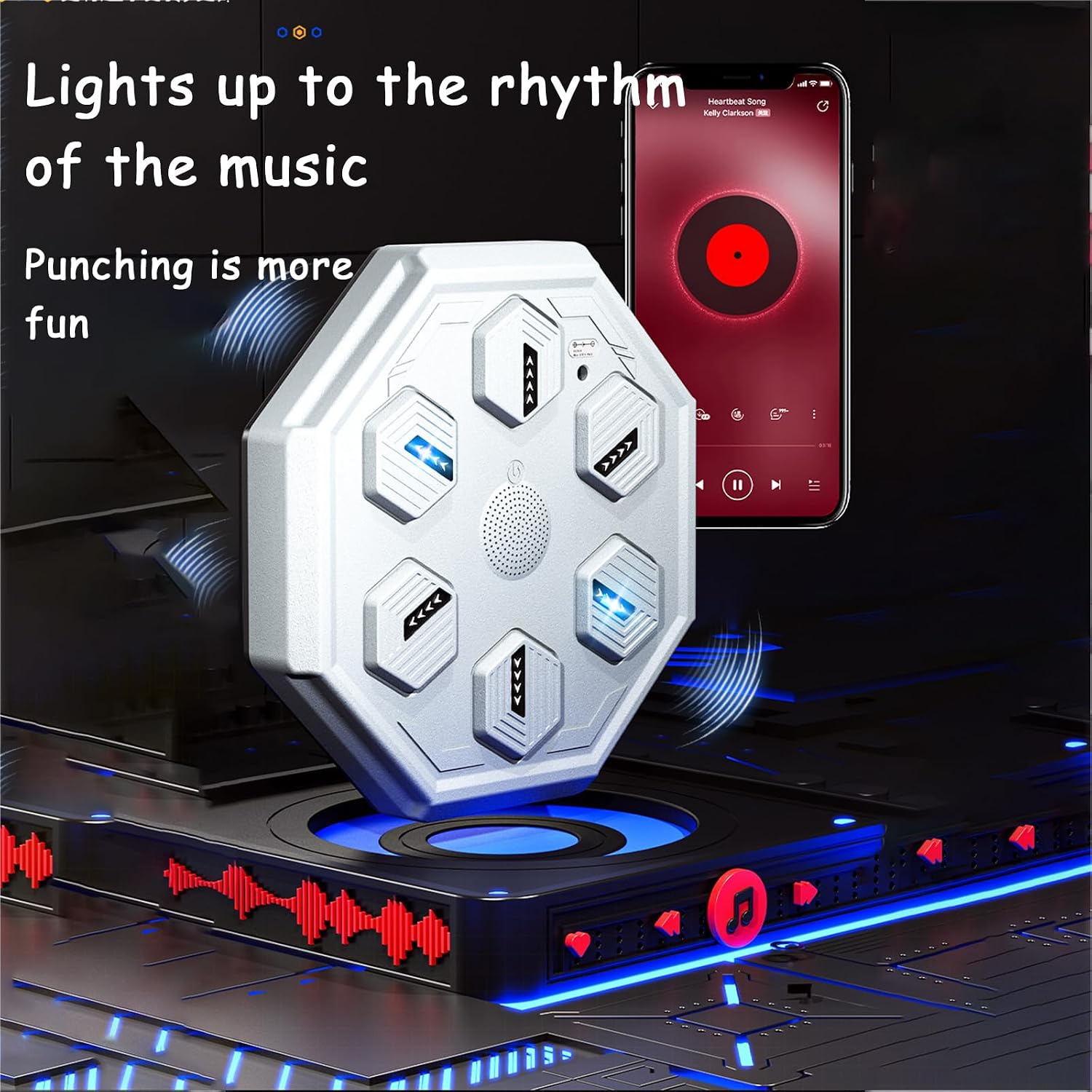 Music Boxing Machine,Boxing Wall Mount Machine with LED Light Effects,Unisex Music Boxing Target for Gym Office and Home