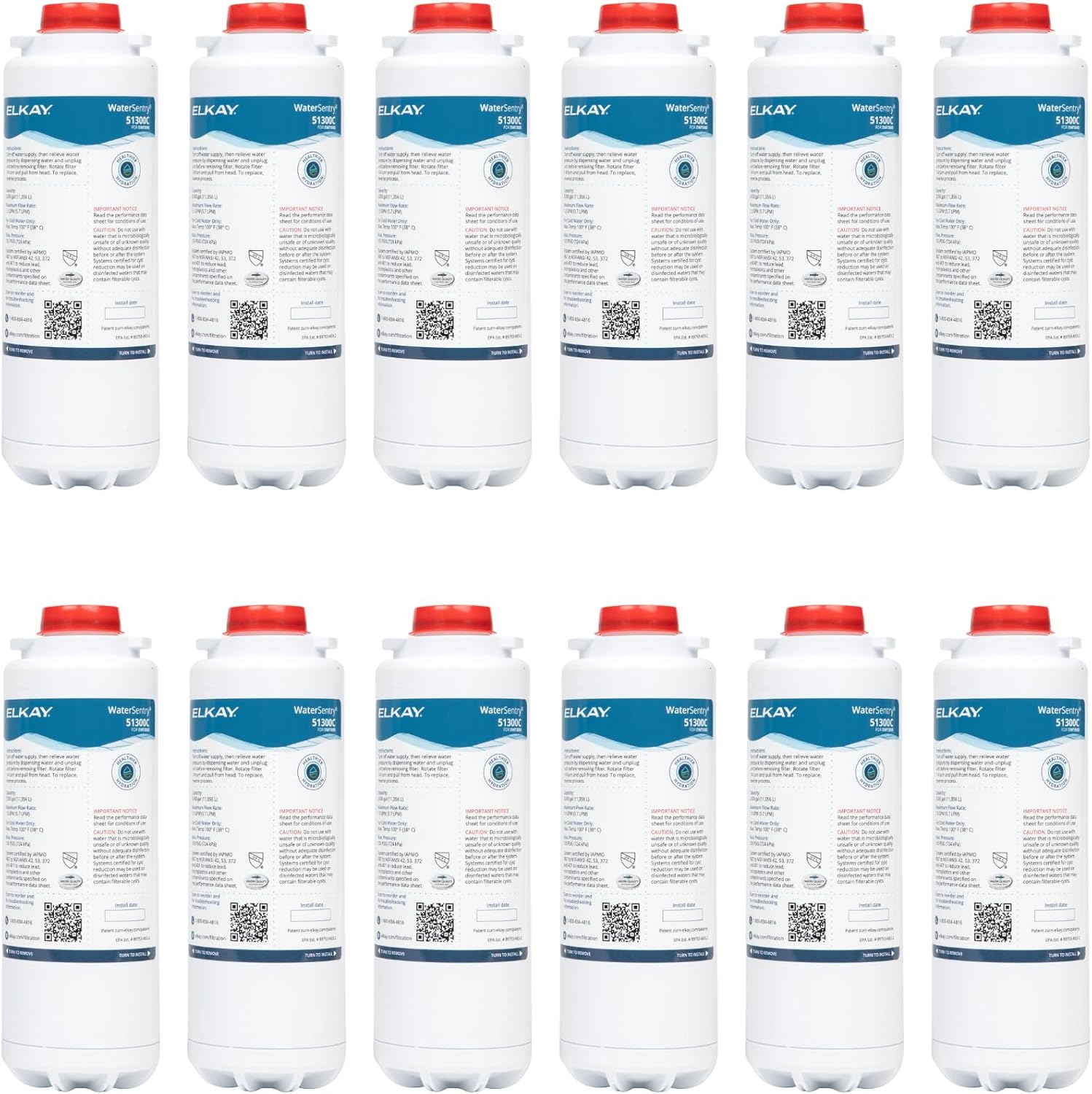 Elkay WaterSentry Lead, Microplastics NSF/ANSI Certified Filter 12-Pack Bottle Fillers 51300C_12PK - 1 Each