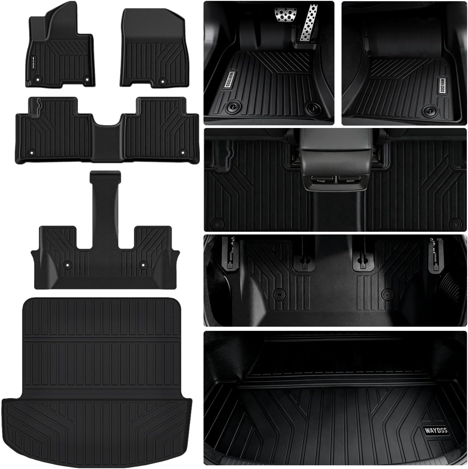 Floor Mats for 2026 Hyundai Palisade Hybrid Accessories, fit SEL、SEL Premium、Limited、Calligraphy, Cargo Mat Custom TPE All Weather Protection Full Coverage Trunk Liner & Floor Liner for Palisade
