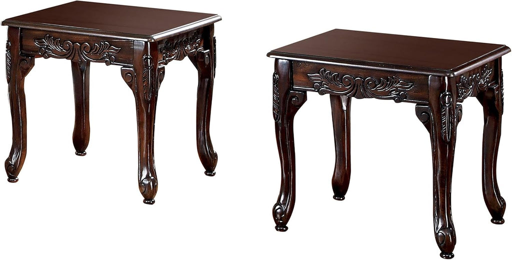 Furniture of America Alice Solid Wood 3-Piece Coffee Table Set in Dark Cherry