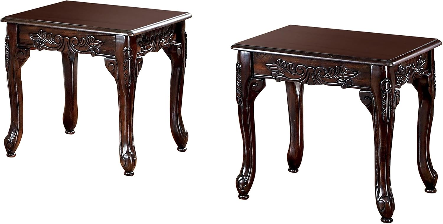 Furniture of America Alice Solid Wood 3-Piece Coffee Table Set in Dark Cherry