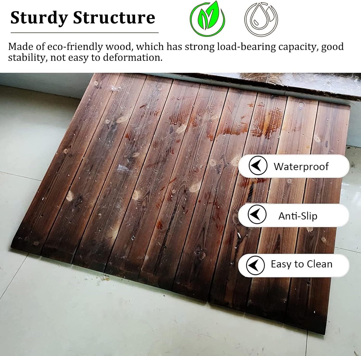 Threshold Ramp Driveway 10'/8'/7'/4' Rise Wooden Threshold Ramps for Doorways, Non-Slip Durable Entry Ramp for Home/Garden Step/Sheds Doors(90x80x25cm)