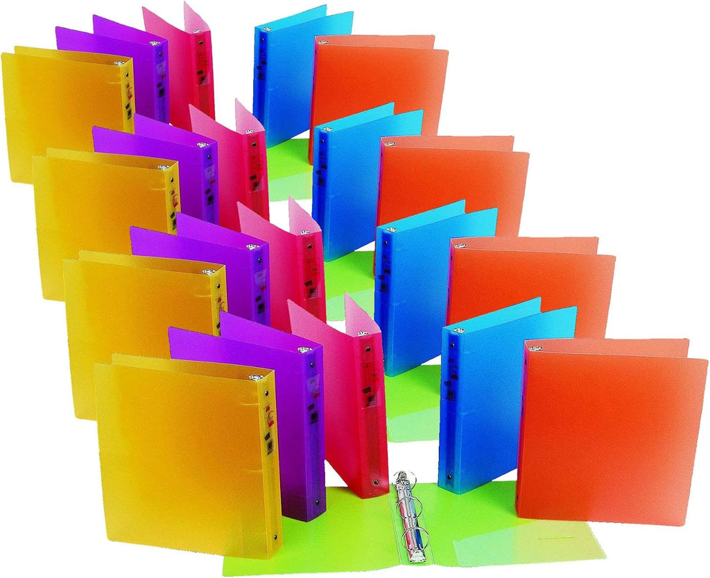Filexec 3 Ring Binder, 1.5 Inch Capacity, Frosted, Letter Size, Blueberry, Strawberry, Grape, Lemon, Lime, Tangerine (50160-6493) (Pack of 24)