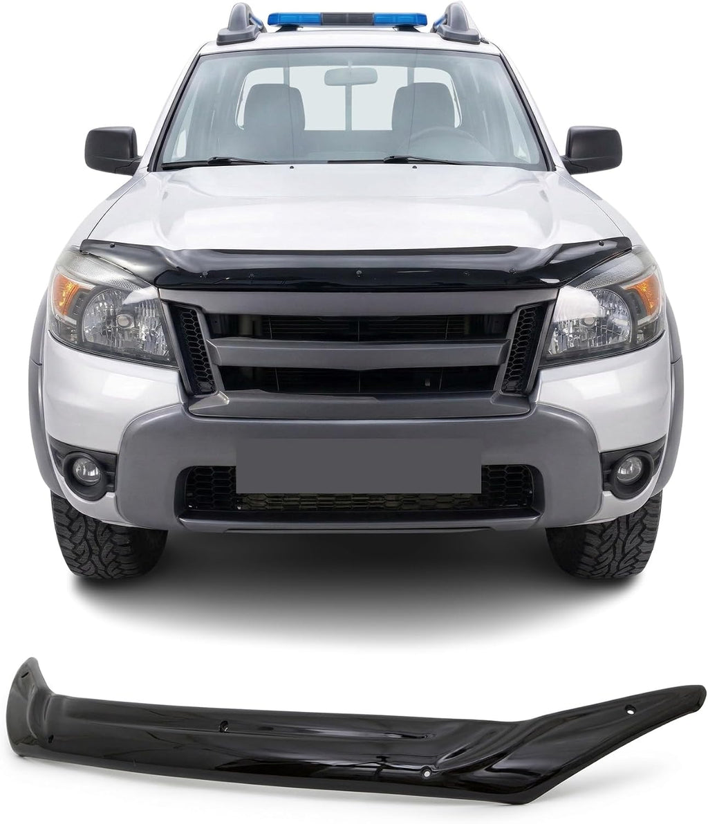 Hood Deflector Guard fits Ford Ranger 2010-2012, Bugflector Bug & Bonnet Shields, Black ABS Hood Protector, Protects from Particles & Bug, All Weather Durable Car Exterior Accessories