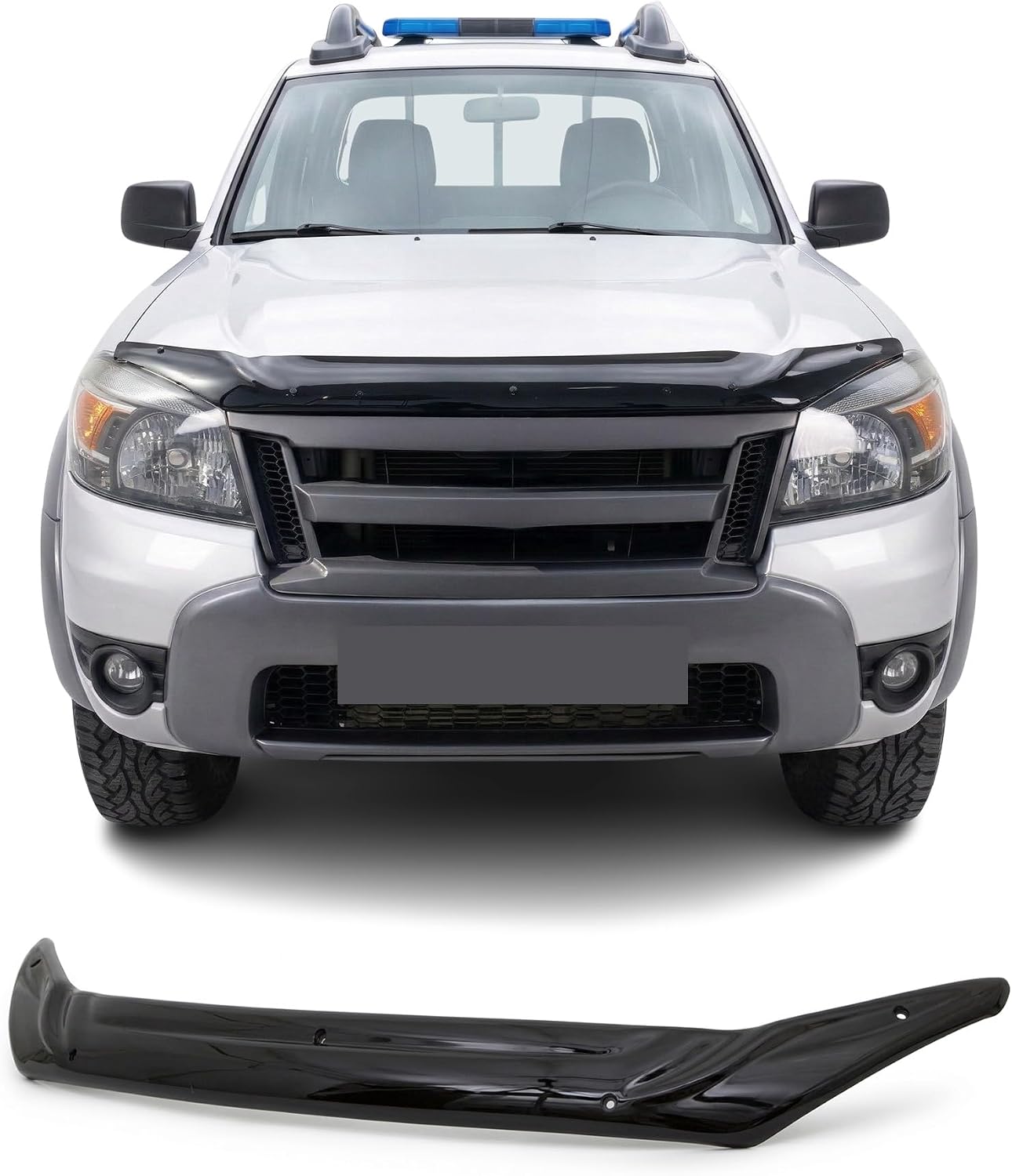 Hood Deflector Guard fits Ford Ranger 2010-2012, Bugflector Bug & Bonnet Shields, Black ABS Hood Protector, Protects from Particles & Bug, All Weather Durable Car Exterior Accessories