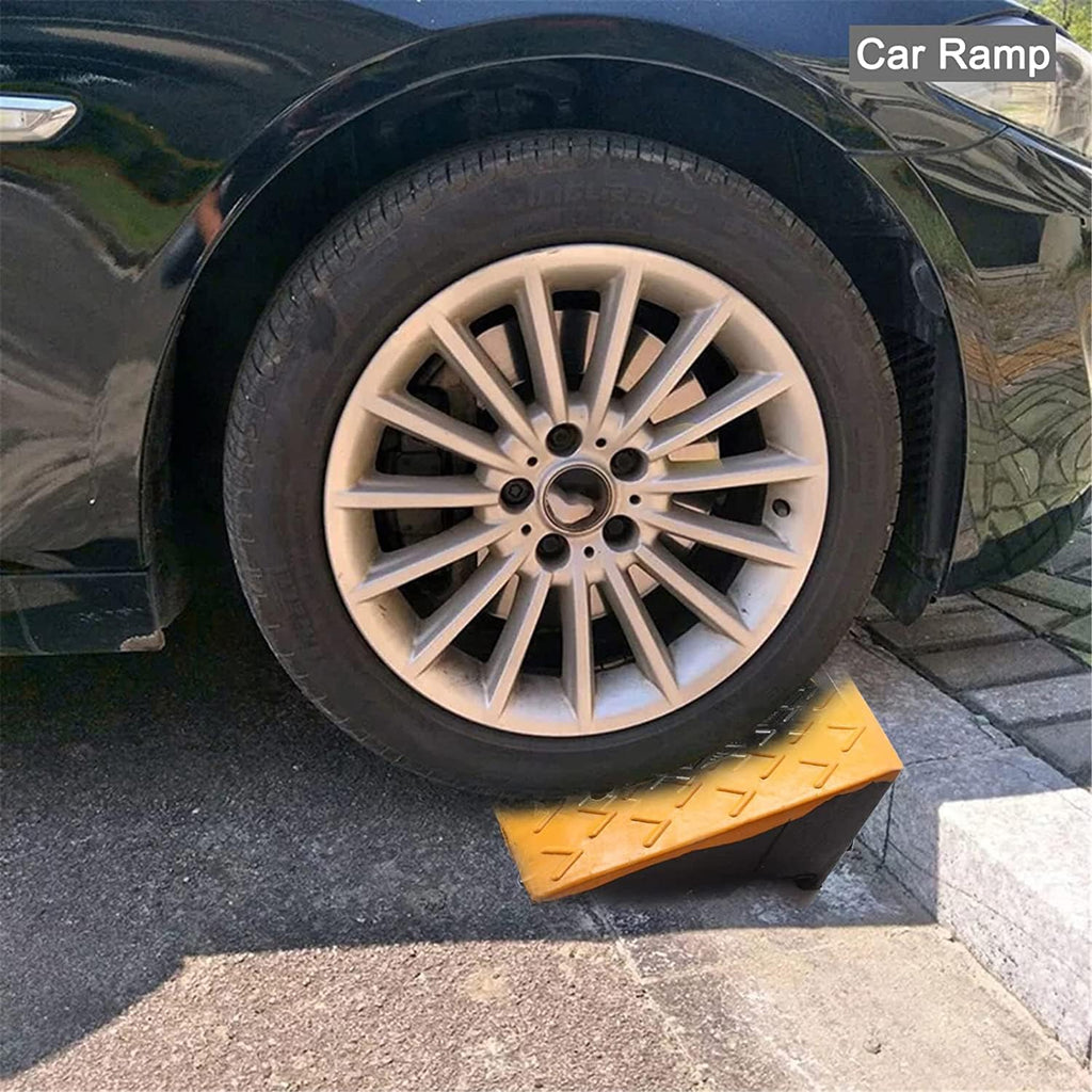 Rubber Curb Ramp 4' Rise, Threshold Ramps for Doorways, Door Ramps with Non-Slip Textured Surface, Driveway Ramp for Wheelchair Trucks Cars Motorhome Forklifts (39.3x9.8x4 Inch)